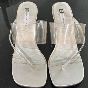 Ellemenno Silver and Clear Women's Sandals